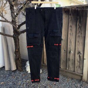 Vintage y2k 8+9 mfg strap slim denim jeans men’s 42 black cargo pocket 8&9
